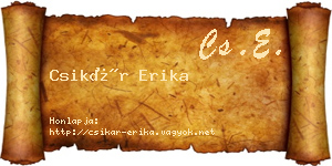 Csikár Erika névjegykártya